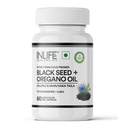 INLIFE Extra Virgin Cold-Pressed Black Seed + Oregano Oil Veg Capsules 60's - Vital Health
