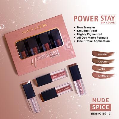 Matt Look Power Stay Matte Liquid Lipstick in 4 Sensational Colors with Transferproof & Nude Spice 10 ml - Liquid Lipsticks