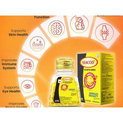 Seacod Cod Liver Oil Capsules 100's - Omega Fish Oil Fatty Acids