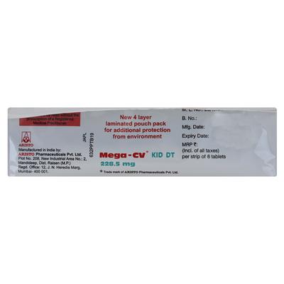 Mega CV Kid DT 228.5mg Tablet 6'S - Bacterial Infections-Pen