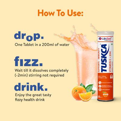 LifeZen Tuskca Natural Immunity Booster Vitamin C 1000 mg Tablet - Orange 20's - Vitamin C