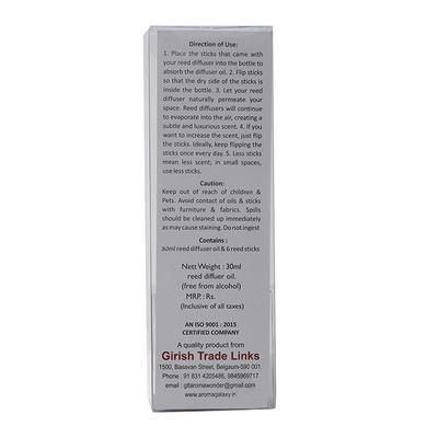 Aroma Galaxy (Alcohol Free) Fragrant Reed Diffuser Kit - Lemon Grass 30 ml - Carrier Oils