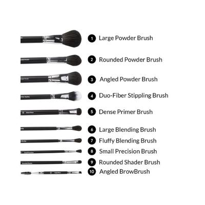 bh cosmetics Ultimate Essentials 10 Piece Face and Eye Brush Set with Bag 1's - Lens Solution & Accessories