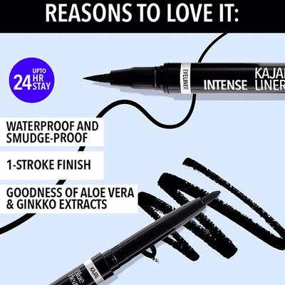Blue Heaven Intense Duo Kajal + Eyeliner, Black (0.55ml+0.30gm) 1's - Eyeliners