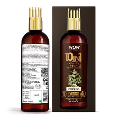 Wow Life Science 10-in-1 Active Miracle Hair Oil with Comb Applicator 200 ml - Hair Oils