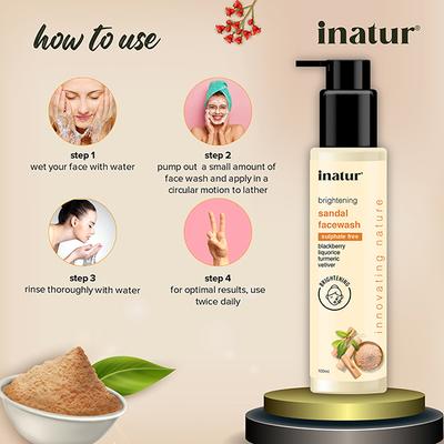 Inatur Sandal Fairness Face Wash 150 ml - Face Wash & Cleansers