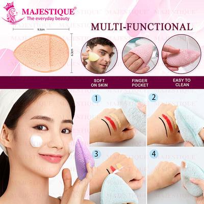 Majestique 100Pcs Cotton Face Pads with Reusable Sponge for Daily Makeup Removal - 101Pcs/Multicolor 1's - Facial Wipes & Tissues