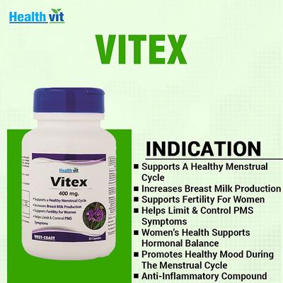 Healthvit Vitex Chasteberry Fruit Extract 400mg- Capsules 60's - Herbal Dietary Supplement