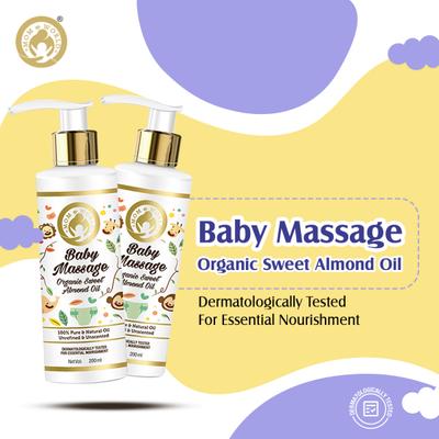 Mom & World Baby Massage Organic Sweet Almond Oil 200 ml - Baby Skin Care