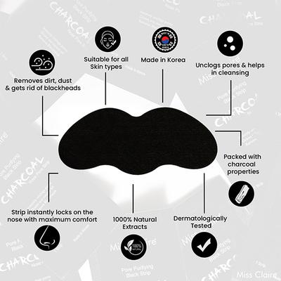 Miss Claire Charcoal Nose Strip 6'S - Skin-Treatment