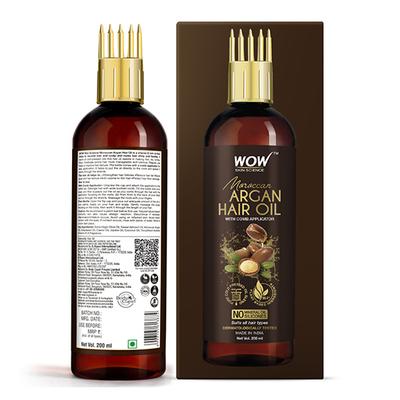 Wow Life Science Moroccan Argan Hair Oil with Comb 200 ml - Hair Oils