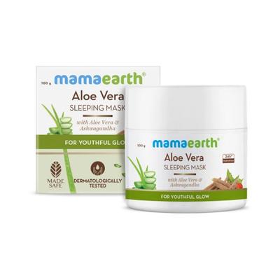 Mamaearth Aloe Vera Sleeping Mask Night Cream with Aloe Vera & Ashwagandha for a Youthful Glow 100 gm - Masks & Peels