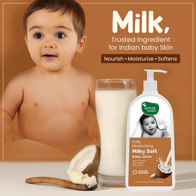 Mother Sparsh Milky Soft Baby Lotion with Milk Protien, Coconut Oil and Shea Butter, for 24Hrs Moisturization 200 ml - Creams, Lotions & Oils