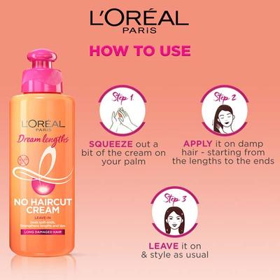 L'Oreal Paris Dream Lengths No Haircut Cream (Leave-In Conditioner), Sulfate free and Paraben free 50 ml - Conditioners