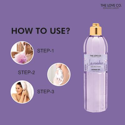 The Love Co. Luxury Lavender Body Wash for Women - Lavender Shower Gel - Luxury Bath & Shower Gels for All skin Types 250 ml - Shower Gels & Body Wash