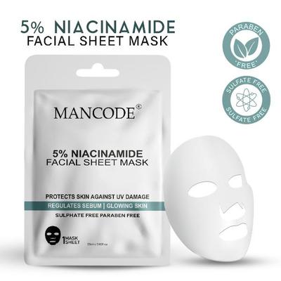 Mancode 5% Niacinamide Facial Sheet Mask for All Skin Types 25 ml - Face Mask