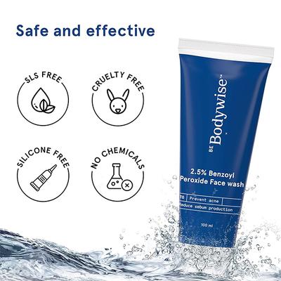 Be Bodywise 2.5% Benzoyl Peroxide Face Wash 100 ml - Face Wash & Cleansers