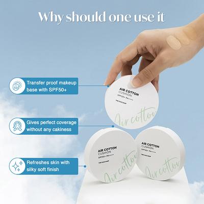 The Face Shop Air Cotton Cushion SPF50+ PA++++ (205 Dark Beige) 12 gm - Compact Powder