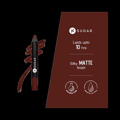 SUGAR Cosmetics Matte As Hell Crayon Lipstick - 13 Murphy Brown (Chocolate Burgundy) 2.8 gm - Lip Crayons