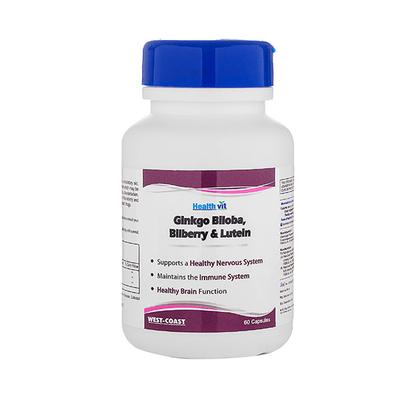 Healthvit Ginkgo Biloba 60mg, Bilberry 120mg, Lutein 20mg- Capsules 60's - General Health