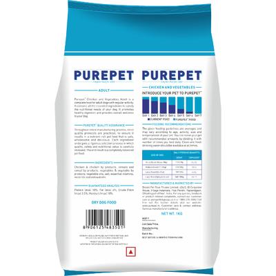 Purepet Chicken & Vegetables Adult Dog Food 1 kg - Petfood