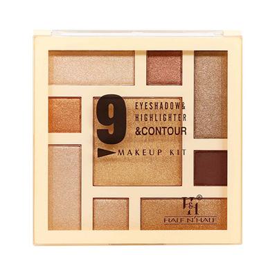 Half N Half 9 Eyeshadow & Highlighter & Contour Makeup Kit Multicolour Palette 02 18 gm - Face Palettes