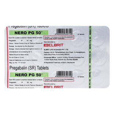 NERO PG 50 Tablet 15's - Neuropathic Pain-Dru