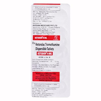 KETODOR 10mg Dispersible Tablet 10's - Pain relief-Nsa