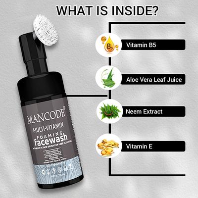 Mancode Multi Vitamin Foaming Face Wash With Bult-In Face Brush For Deep Cleansing 100 ml - Face Wash & Cleansers