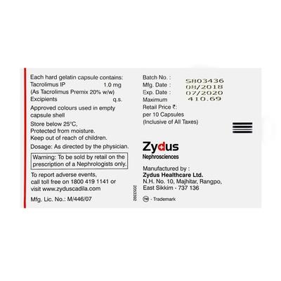 Tacromus 1mg Capsule 10'S - Auto Immune Disease-Imm