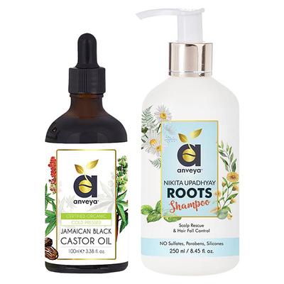 Anveya Jamaican Black Castor Oil & Roots Shampoo Combo 350 ml - Shampoos