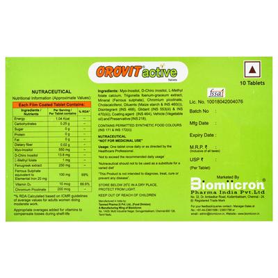 Orovit Active Tablet 10'S - Supplements-Sup