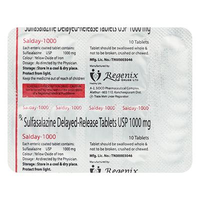 SALDAY 1000 Tablet 10's - Ulcerative Colitis/Bowel Inflammatory Disease-GIT