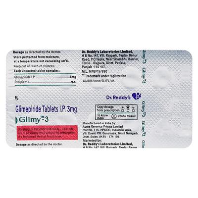 Glimy 3mg Tablet 10'S - Diabetes-Ant