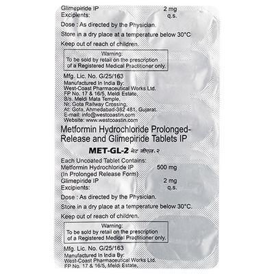 MET GL 2mg/500mg Tablet 10's - Diabetes-Ant