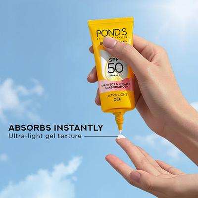 POND'S Sun Miracle, with SPF 50, Ultra Light Gel Sunscreen for Radiant Skin 50gm - Body Sunscreen