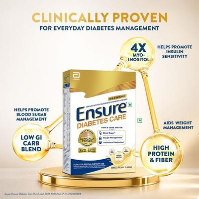 Ensure Diabetes Care Powder - Vanilla Flavour 200 gm (Refill Pack) - Diabetes (Fitness)