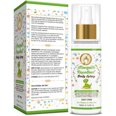 Mom & World Mosquito Repellent Body Spray (3+ Months) 100 ml - Mosquito Repellent