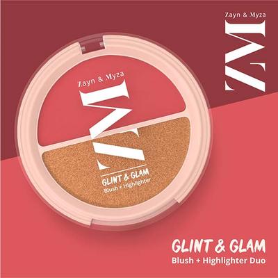 Zayn & Myza Glint & Party Glam Blush + Highlighter Duo 8 gm - Blush Brush