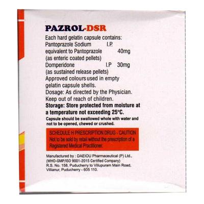 PAZROL DSR Capsule 10's - Ulcer/Reflux/Flatulence-Aaa