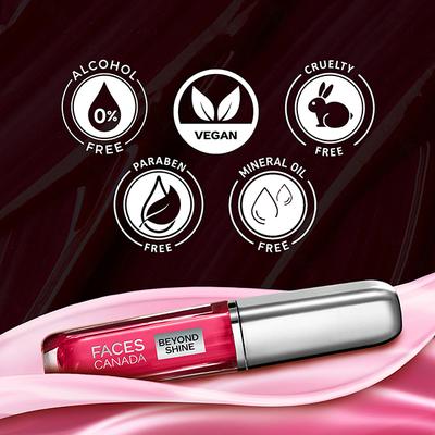 Faces Canada Beyond Shine Lip Gloss - Homegirl 02, Lightweight, Non-Sticky, Instant Shine 3 ml - Lip Glosses