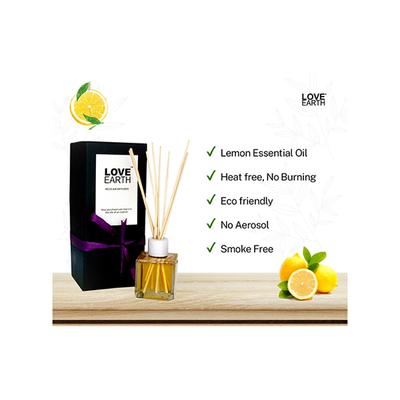 Love Earth Premium Reed Diffuser Lemon Scent Toxin-Free Frangrance 30 ml - Diffuser