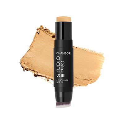 Chambor Stick Foundation, Creamy Matte Finish Neutral Warm -Medium, Makeup Stick with Built-In Applicator Brush, SPF 15, 10 g - Foundation