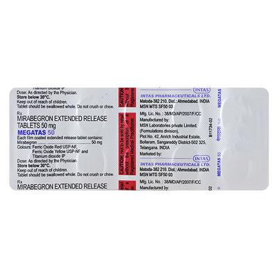 Megatas 50mg Tablet 10'S - Bladder And Prostate Disorders-Dru