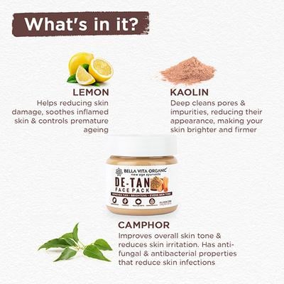 Bella Vita Organic De Tan Removal Face Pack 100 gm - Face Packs