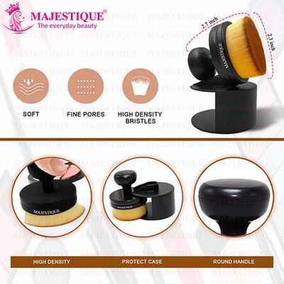 Majestique Foundation Makeup Brush Flat Top Circle Face Brush with Holder (Black) 1's - Face Brush