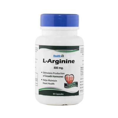 Healthvit L-Arginine 500mg Pre-Workout and Essential Amino Acid-Capsules 60's - Calcium And Minerals