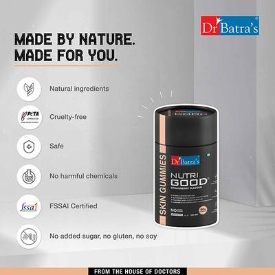 Dr Batras Nutrigood Skin Gummies for Healthy & Youthful Skin With Glutathione, Hyaluronic Acid & Vitamins For Helping Collagen Production - 60 Gummies 1's - Hair & Skin