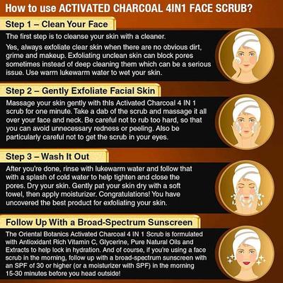Oriental Botanics Activated Charcoal 4 In 1 Face Scrub 100 gm - Face Scrubs