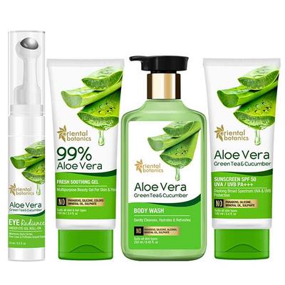 Oriental Botanics Aloe Vera, Green Tea & Cucumber Skin Radiance Combo 300 gm - Lotions & Creams